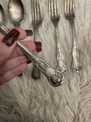 Reed& Barton silver-plated set used, 3 spoons, 3 forks, sugar spoon
