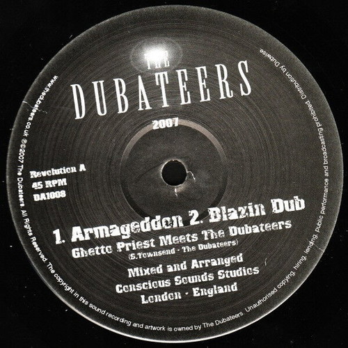 Ghetto Priest & Culture Freeman Meet The Dubateers Armageddon vinyl record used, reggae
