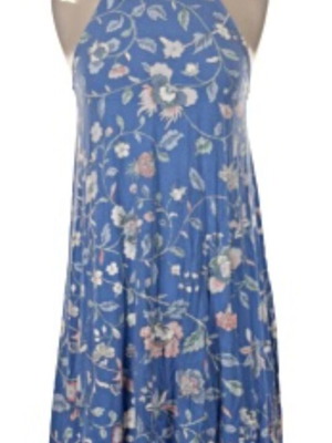 LOFT Plus Size Floral Cutout Back Halter Swing Dress, lightweight