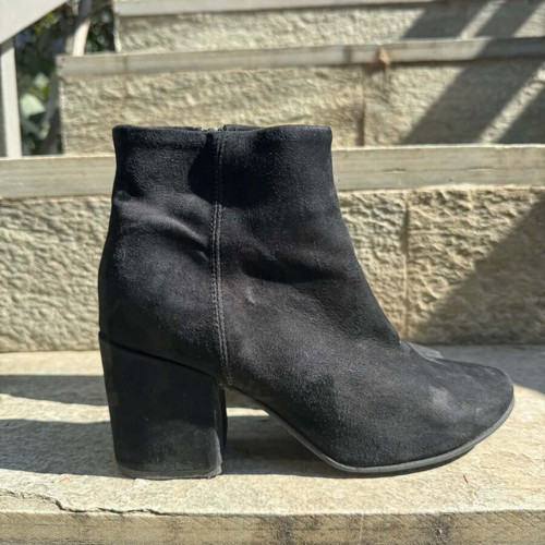 Prima suede black ankle boots used, size 38, 5 cm heel
