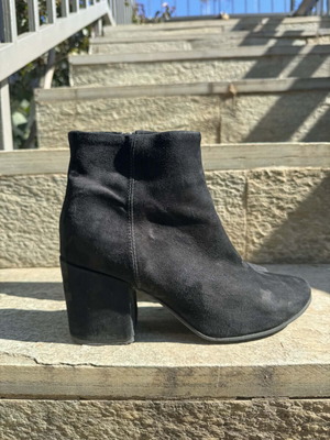 Prima suede black ankle boots used, size 38, 5 cm heel