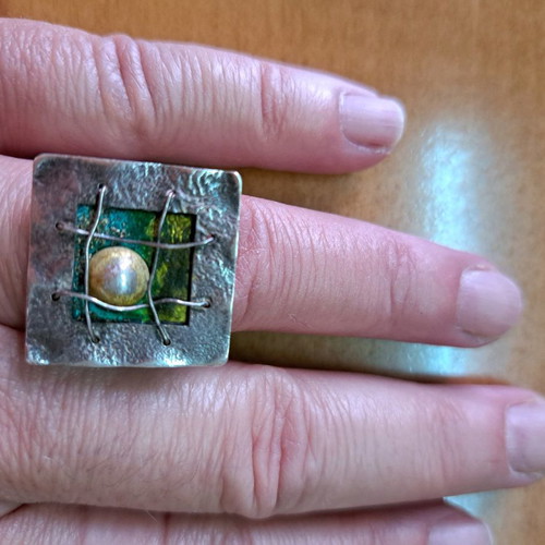 Silver handmade ring with adjustable size used