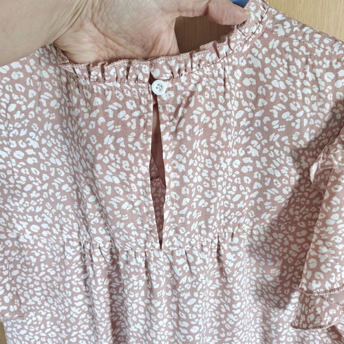 Shein pink top with ruffles on sleeves size L new