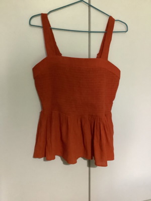 DeFacto women's orange top with honeycomb design like new, size L