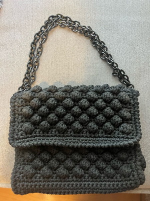 Knitted handmade shoulder bag gray new