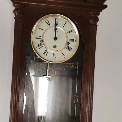 Hermle Fulham Westminster Chime wall clock made of solid walnut wood