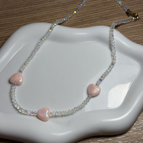 Handmade necklace pink, new