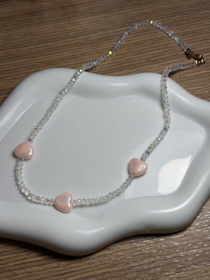 Handmade necklace pink, new