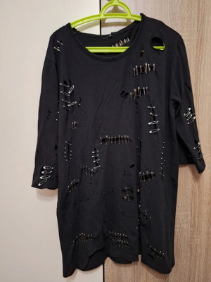 Punk long-sleeve blouse like new, black, size M