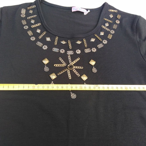 Vintage t-shirt with sequins and beads, black, new