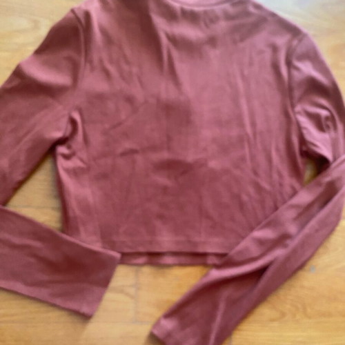 Shein blouse short with front zipper, like new, brown