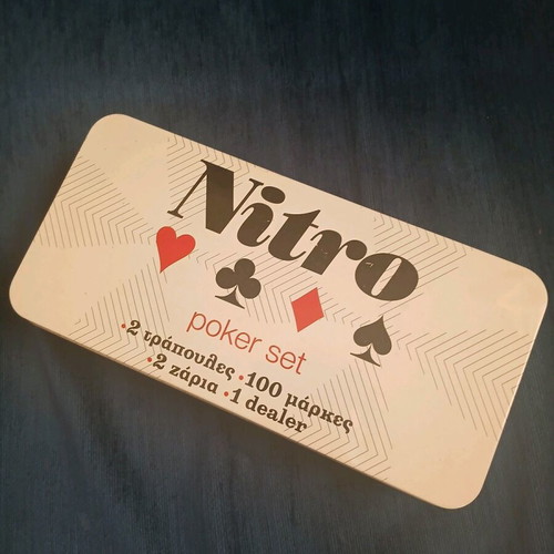 Nitro poker chips like new with 2 decks and dice