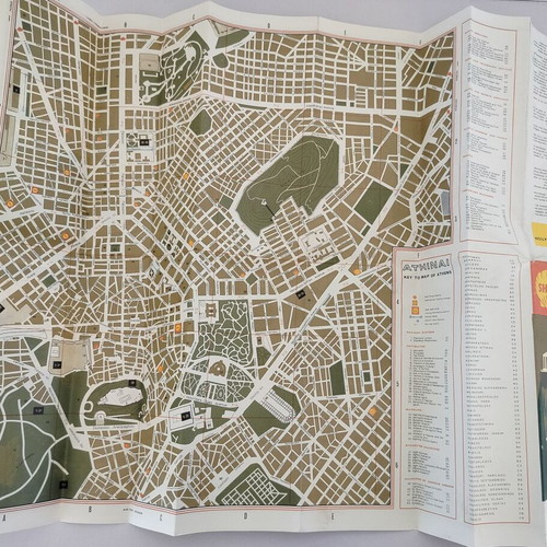 Shell Athens Touring Map used, 1960s-70s