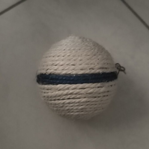 Beige and blue cat ball toy with sound