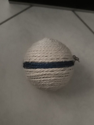 Beige and blue cat ball toy with sound