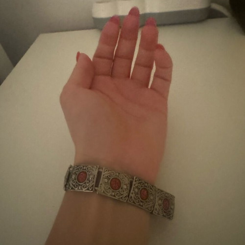 Women's vintage bracelet with red stones
