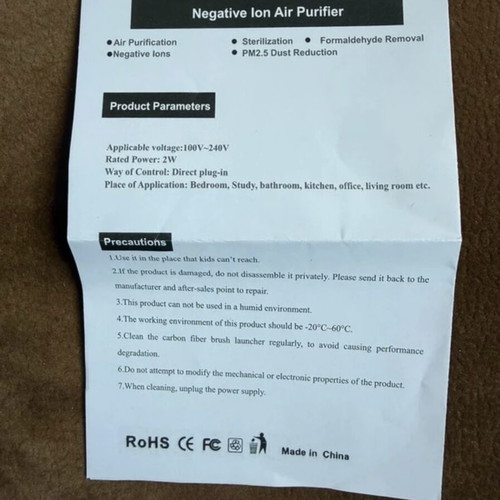 Portable Air Purifiers Ionizers pack of 2 new, plug-in