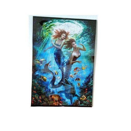 The Mermaids framed puzzle art like new 35x50cm