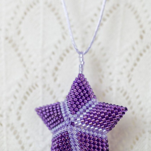 Handmade necklace with star pendant purple custom made