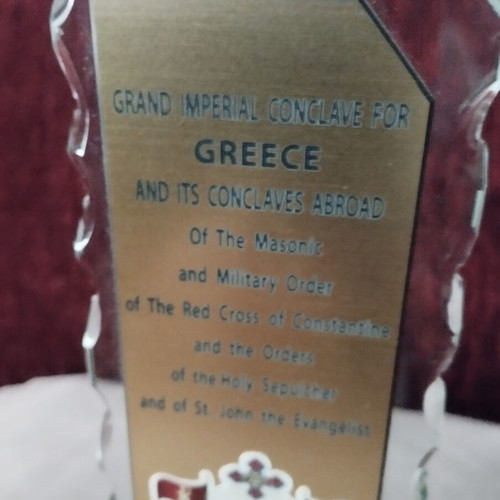 Commemorative plaque used from Grand Imperial Conclave for Greece