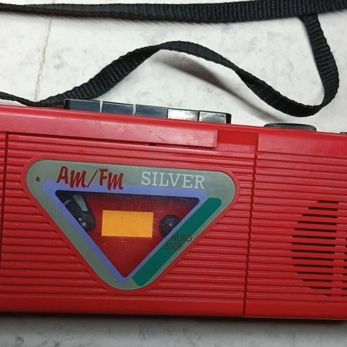 Vintage Silver portable radio cassette player used