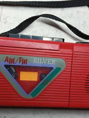 Vintage Silver portable radio cassette player used