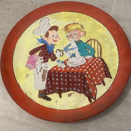 Decorative old clay plate used with minor scratches