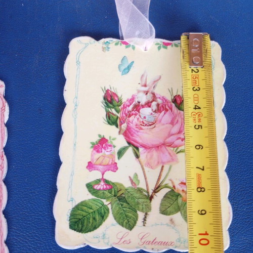 Tin hanging decorations with rabbits, set of six, new