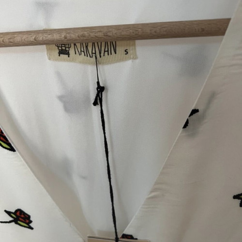 Karavan maxi dress white with red roses, size Small, new