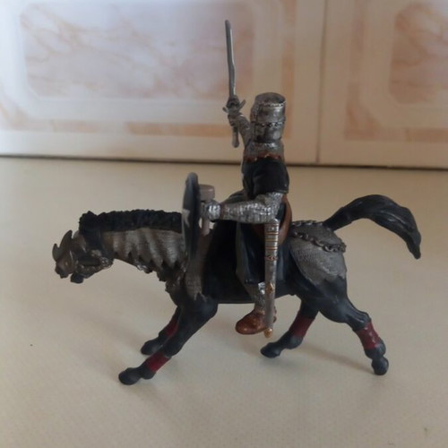 PAPO Hospitaller Knight Figure with Dark Evil Horse used