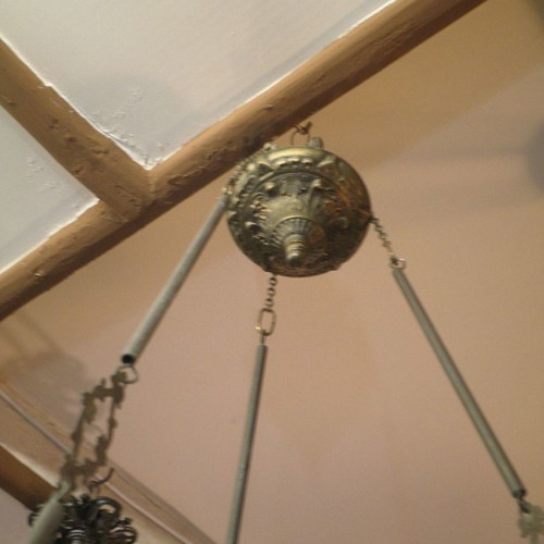 Antique hanging oil lamp used, island style