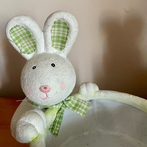 Set of two decorative ceramic bunny jars like new