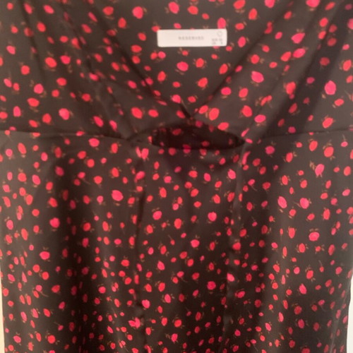 Midi satin dress with cherries like new, adjustable straps
