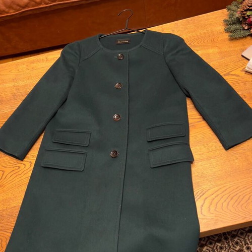 Massimo Dutti woolen coat green like new no collar