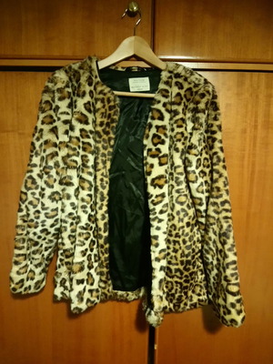 Leopard coat used, size S