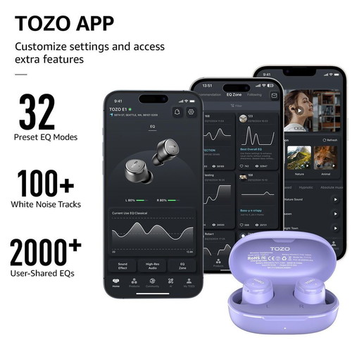 TOZO E1 Wireless Headphones new
