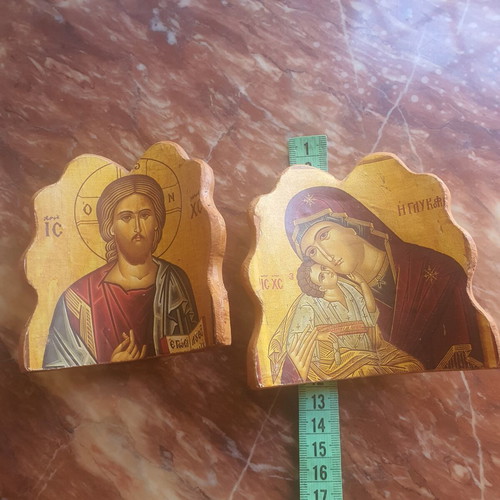 Religious ceramic icons, set of 2