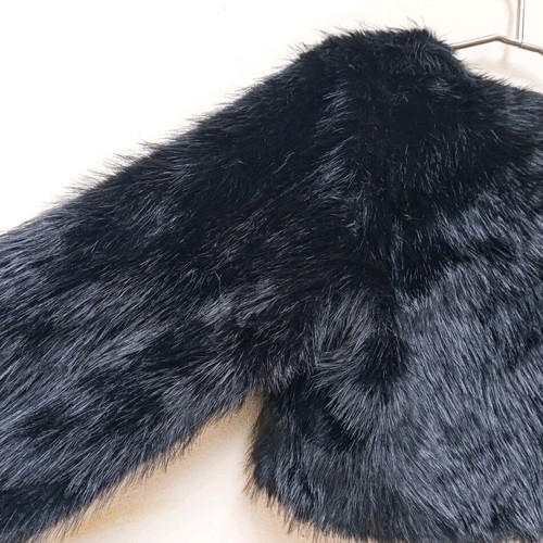 Acne Studios black cropped synthetic fur jacket, size L
