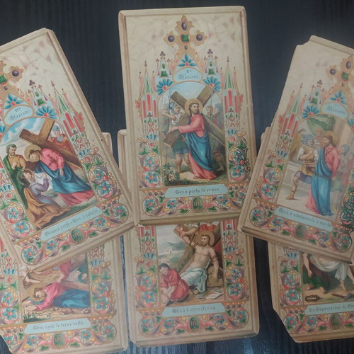 Old lithographs used from 1900 with Christ's stations in a booklet