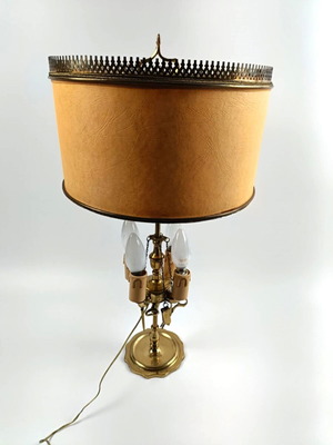 Vintage brass table lamp with candlestick base used