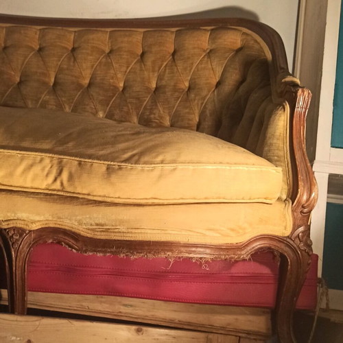 Classic two-seater sofa with carving used