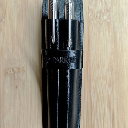 Parker Flighter Duo vintage pen and mechanical pencil set 1993 with leather case