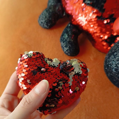 Ladybug with sequins used, with heart
