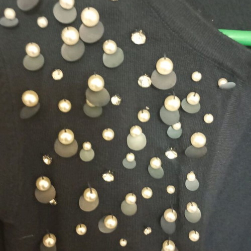 Cardigan used with pearls and rhinestones blue, size S