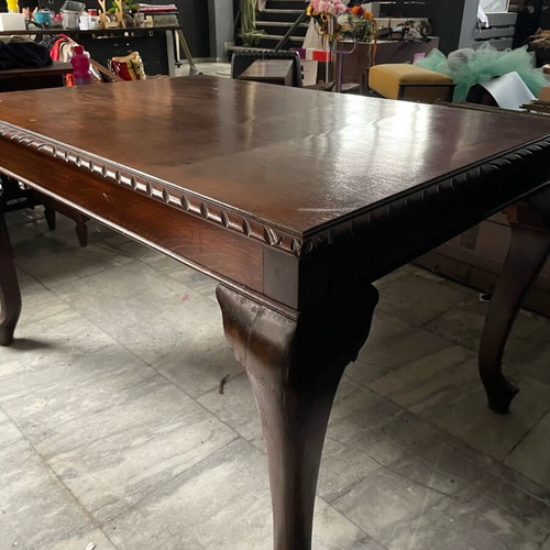 Wooden antique carved dining table with lion legs used