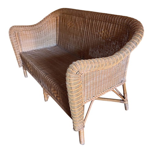 Outdoor garden furniture set with sofa, 3 armchairs and glass table