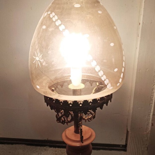 Vintage table and floor lamp like new, crystal, bronze and onyx