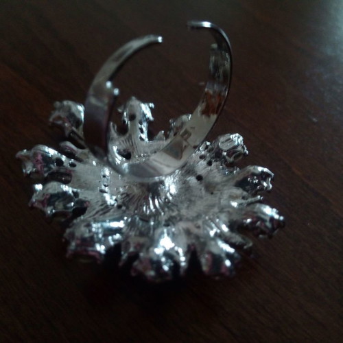 Edwardian style ring silver with crystals used
