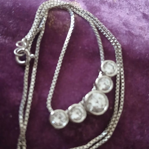 Silver 925 Necklace 42 cm with White Zirconia like new