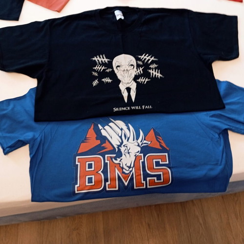 Two printed t-shirts, size XXL, black and blue
